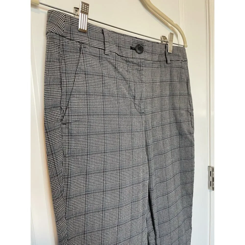 Loft Trouser Pants Work Office High Waist Skinny Plaid Comfort Size 8 Stretch